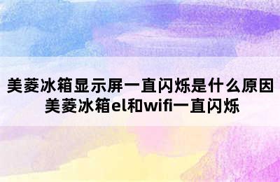 美菱冰箱显示屏一直闪烁是什么原因 美菱冰箱el和wifi一直闪烁